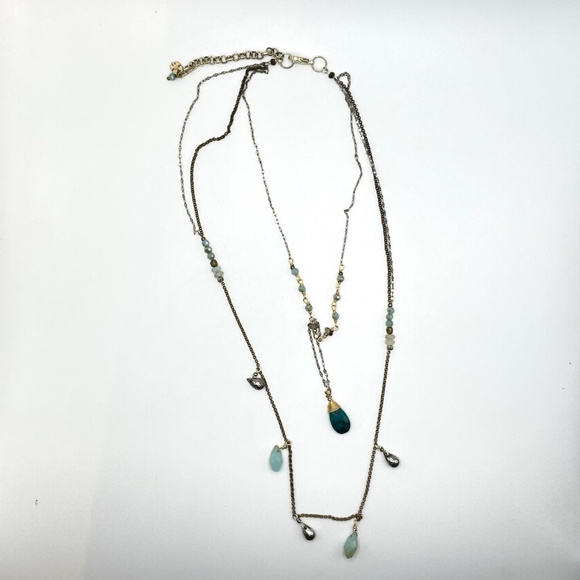 Lucky Brand Gold Tone Faux Turquoise Chain Boho Necklace - Picture 8 of 13